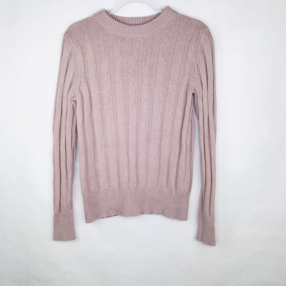 Canvas by Lands' End Sweater Women Size XS Pink Textured Long Sleeve Cabin Cozy